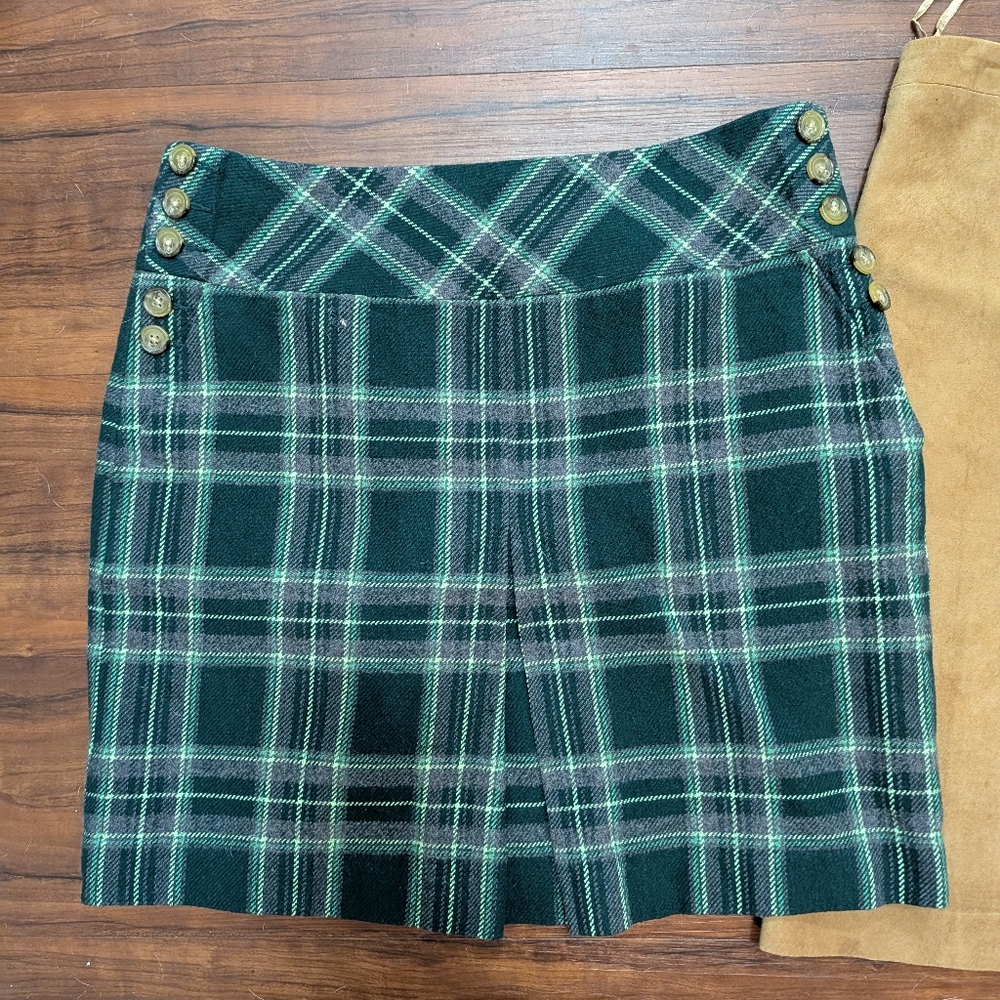 Ann Taylor 90s Plaid Tweed Preppy Schoolgirl Mini Skirt Size 8